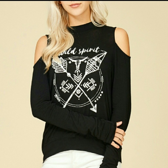 🎉HOST PICK🎉"Wild Spirit" Cold Shoulder Top - Picture 3 of 4